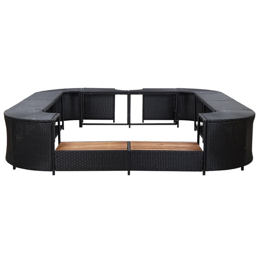 Whirlpool-Umrandung Quadratisch Schwarz 268x268x55 Poly Rattan