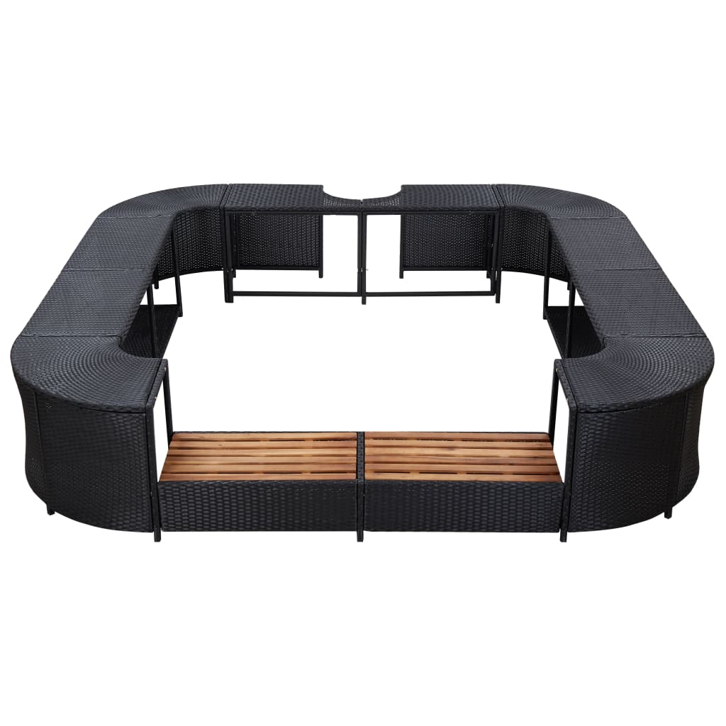 Whirlpool-Umrandung Quadratisch Schwarz 268x268x55 Poly Rattan