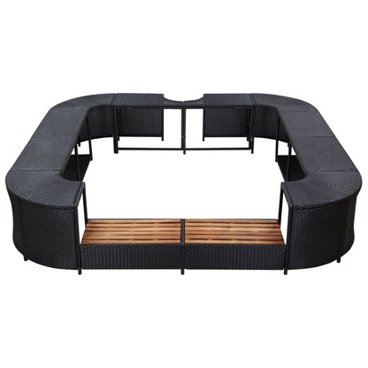 Whirlpool-Umrandung Quadratisch Schwarz 268x268x55 Poly Rattan
