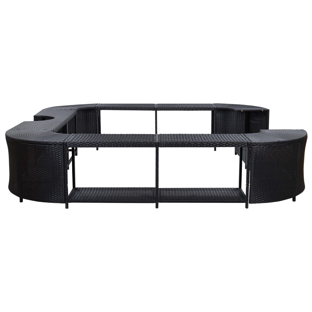 Whirlpool-Umrandung Quadratisch Schwarz 268x268x55 Poly Rattan