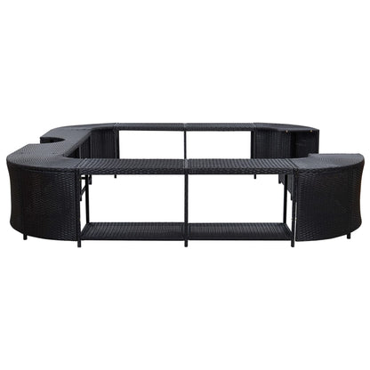 Whirlpool-Umrandung Quadratisch Schwarz 268x268x55 Poly Rattan