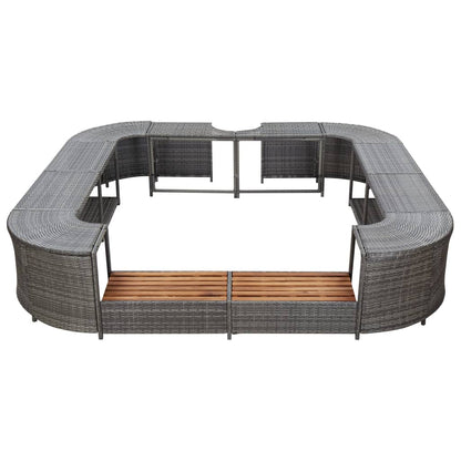 Whirlpool-Umrandung Quadratisch Grau 268x268x55 cm Poly Rattan