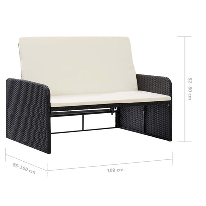2-tlg. Garten-Lounge-Set mit Auflagen Poly Rattan Schwarz