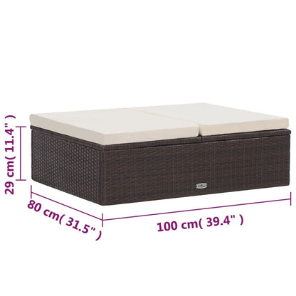 2-tlg. Garten-Lounge-Set mit Auflagen Poly Rattan Braun