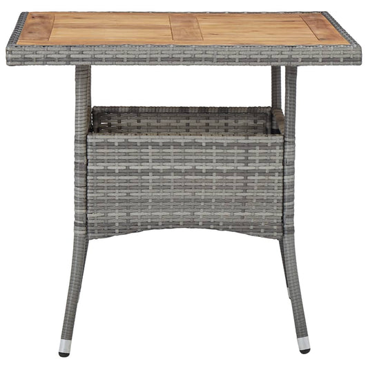 Garten-Esstisch Grau Poly Rattan und Massivholz Akazie
