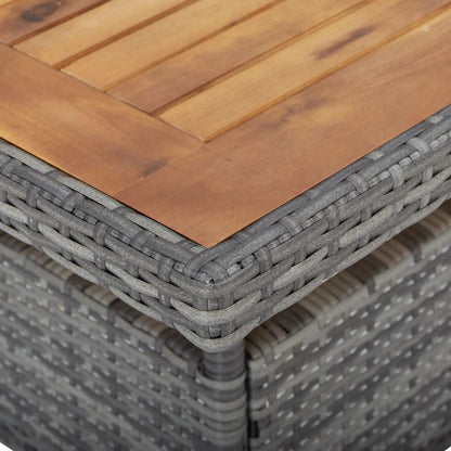 Garten-Esstisch Grau Poly Rattan und Massivholz Akazie