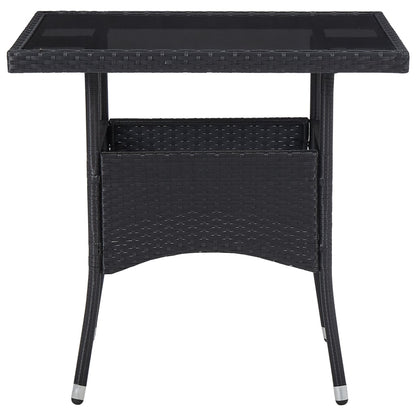 5-tlg. Garten-Essgruppe Schwarz Poly Rattan und Glas