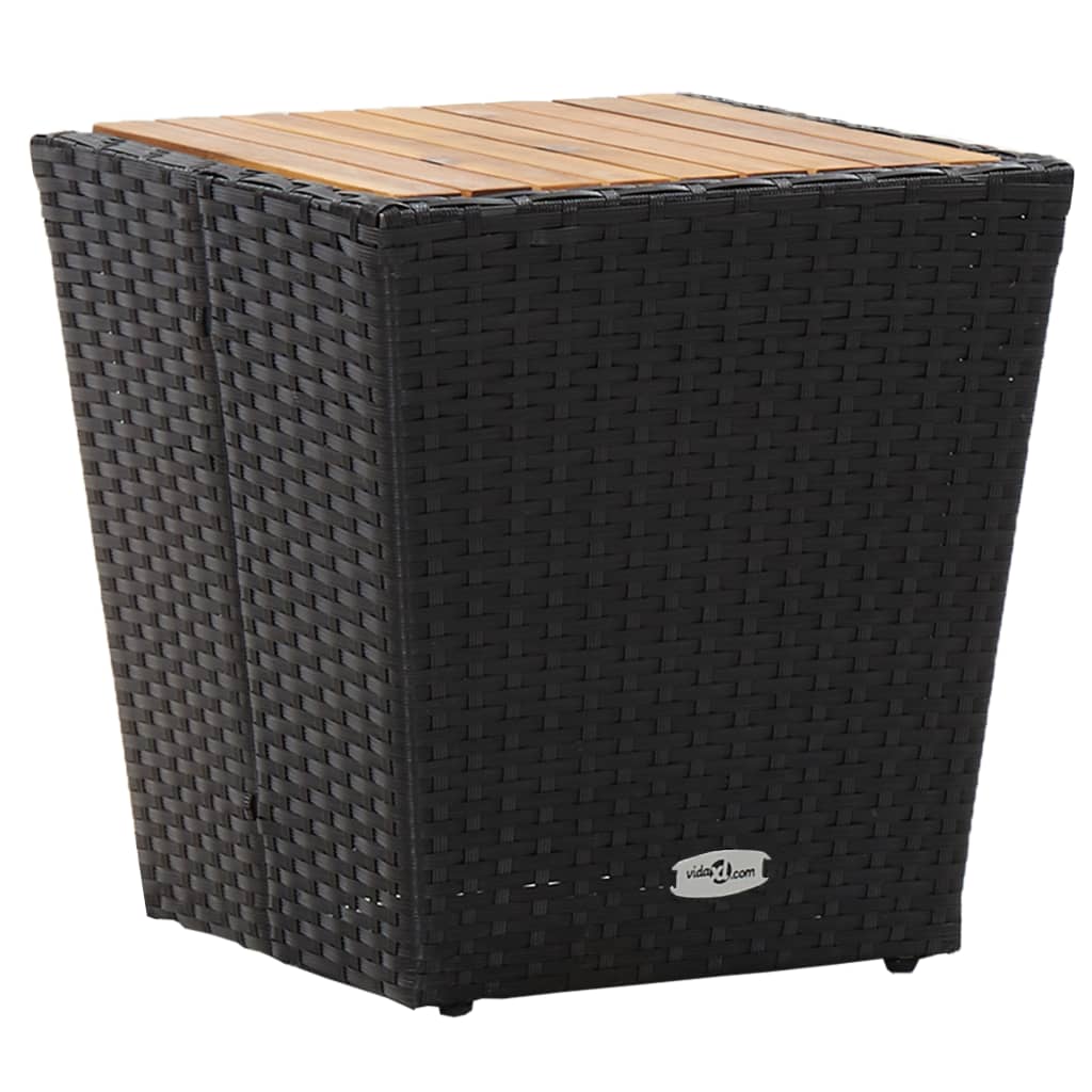 Beistelltisch Schwarz 41,5×41,5×43 cm Poly Rattan & Massivholz