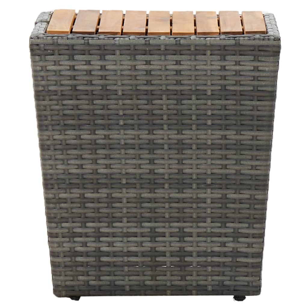 Beistelltisch Grau 41,5×41,5×43 cm Poly Rattan & Massivholz