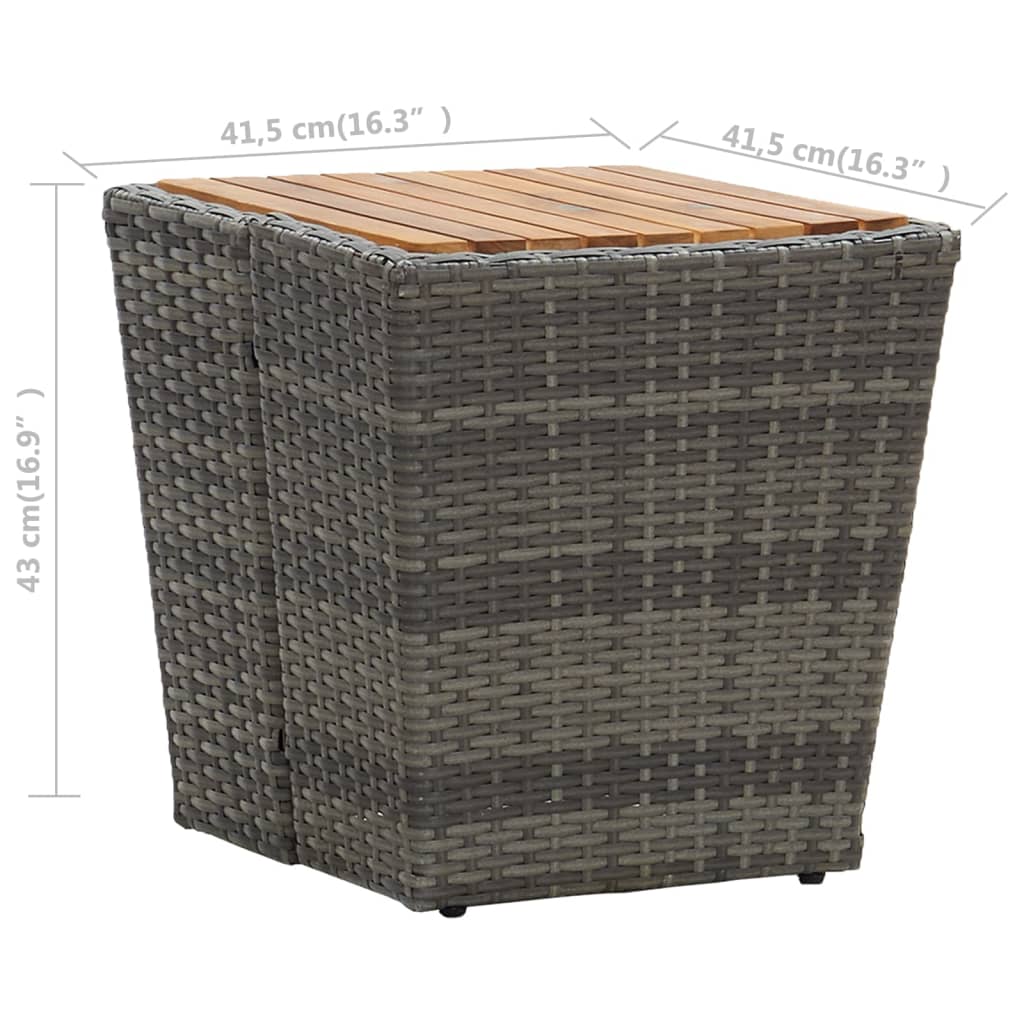 Beistelltisch Grau 41,5×41,5×43 cm Poly Rattan & Massivholz
