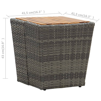 Beistelltisch Grau 41,5×41,5×43 cm Poly Rattan & Massivholz