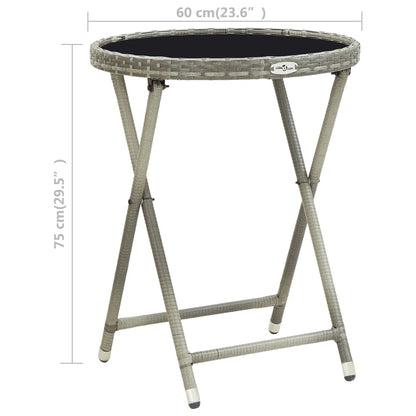 Beistelltisch Grau 60 cm Poly Rattan und Hartglas