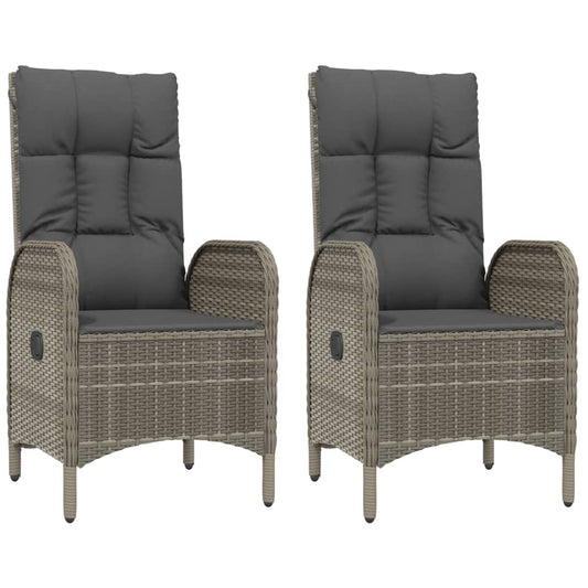 Gartenstühle 2 Stk. Poly Rattan Grau