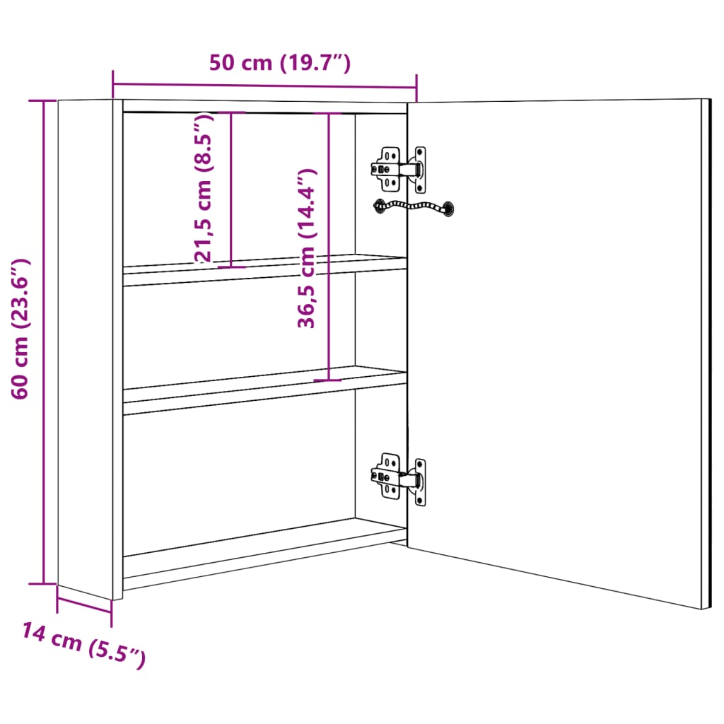 LED-Spiegelschrank 50x13,5x60 cm