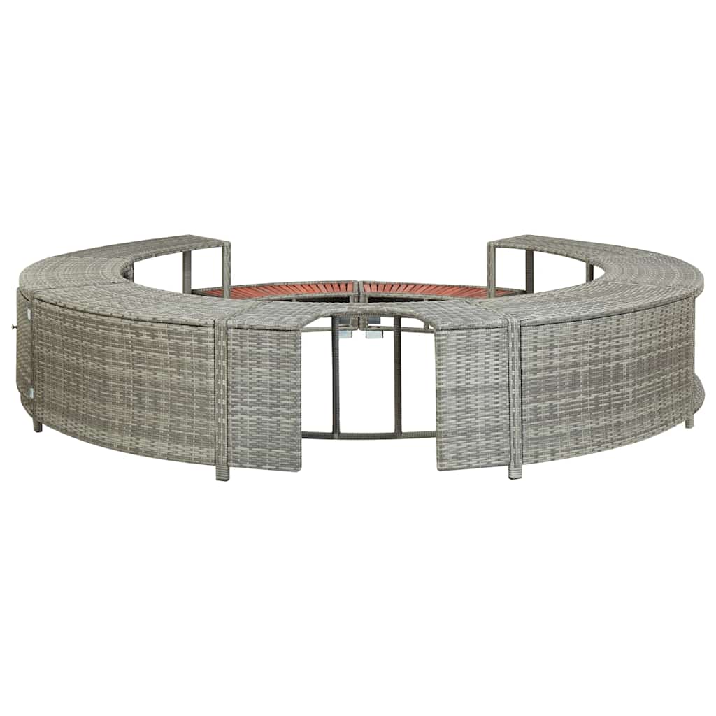 Whirlpool-Umrandung Grau Poly Rattan