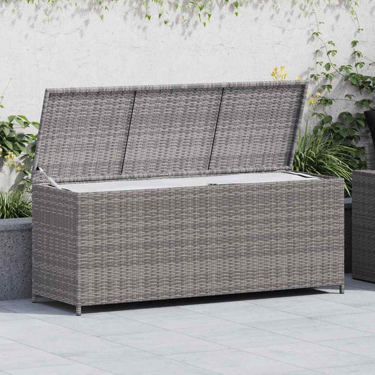 Garten-Auflagenbox Grau 150x50x60 cm Poly Rattan