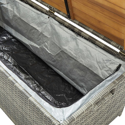 Gartenbank mit Stauraum 120 cm Poly Rattan Grau