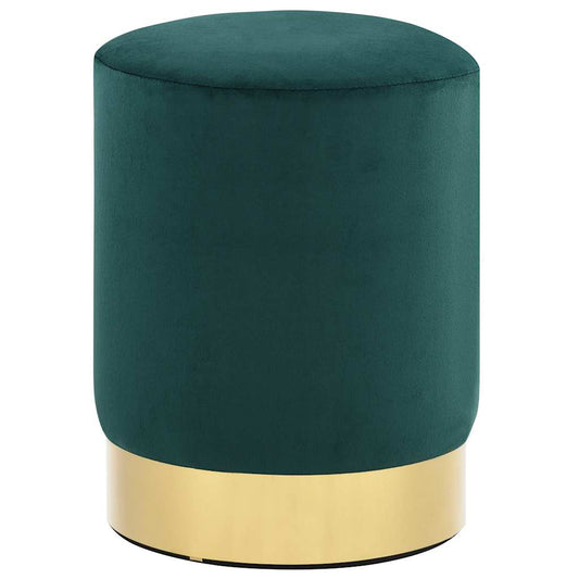 Hocker Dunkelgrün und Golden Samt 28 x 36 cm