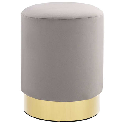 Hocker Hellgrau und Golden Samt 28 x 36 cm
