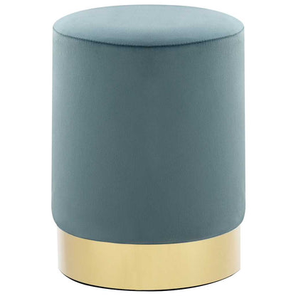 Hocker Hellblau und Golden Samt 28 x 36 cm