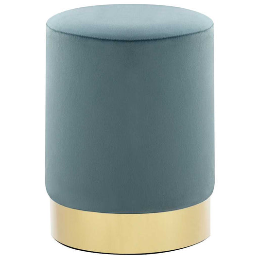 Hocker Hellblau und Golden Samt 28 x 36 cm