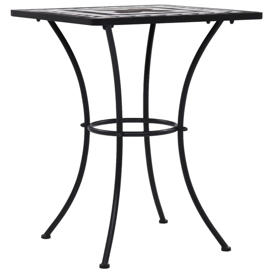 Mosaik-Bistrotisch Schwarz und Weiß 60 cm Keramik