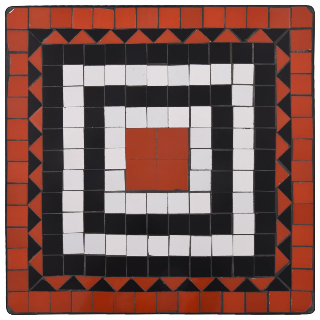Mosaik-Bistrotisch Terrakottarot und Weiß 60 cm Keramik