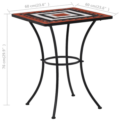 Mosaik-Bistrotisch Terrakottarot und Weiß 60 cm Keramik