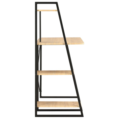 Skrivebord med reol sort og eg 102×50×117 cm