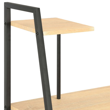 Skrivebord med reol sort og eg 102×50×117 cm