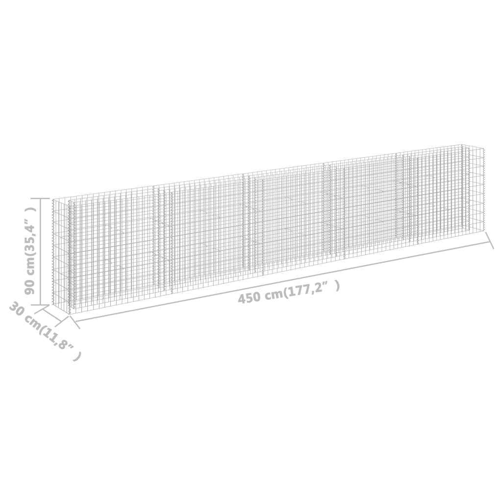 Gabionen-Hochbeet Verzinkter Stahl 450×30×90 cm