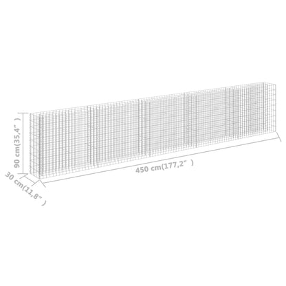 Gabionen-Hochbeet Verzinkter Stahl 450×30×90 cm