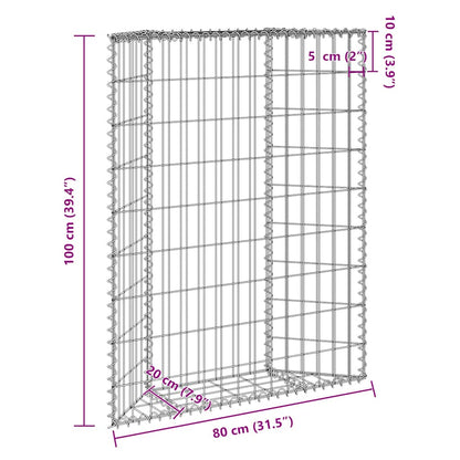 Gabionen-Hochbeet Trapezform Verzinkter Stahl 80x20x100 cm