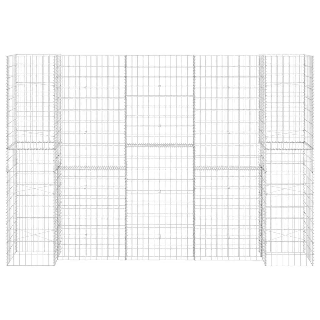 H-förmiger Gabionen-Pflanzkorb Stahldraht 260x40x180 cm