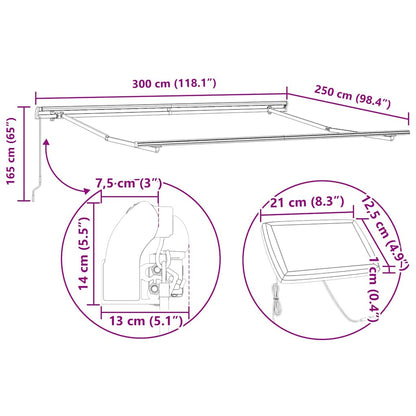 Markise mit Manuell Anthrazit 3 x 2,5 m Metall