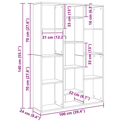 Raumteiler/Bücherregal Betongrau 100x24x140 cm Holzwerkstoff