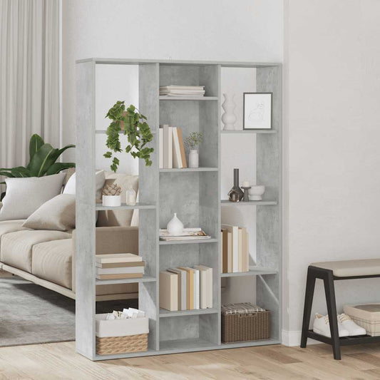 Raumteiler/Bücherregal Betongrau 100x24x140 cm Holzwerkstoff