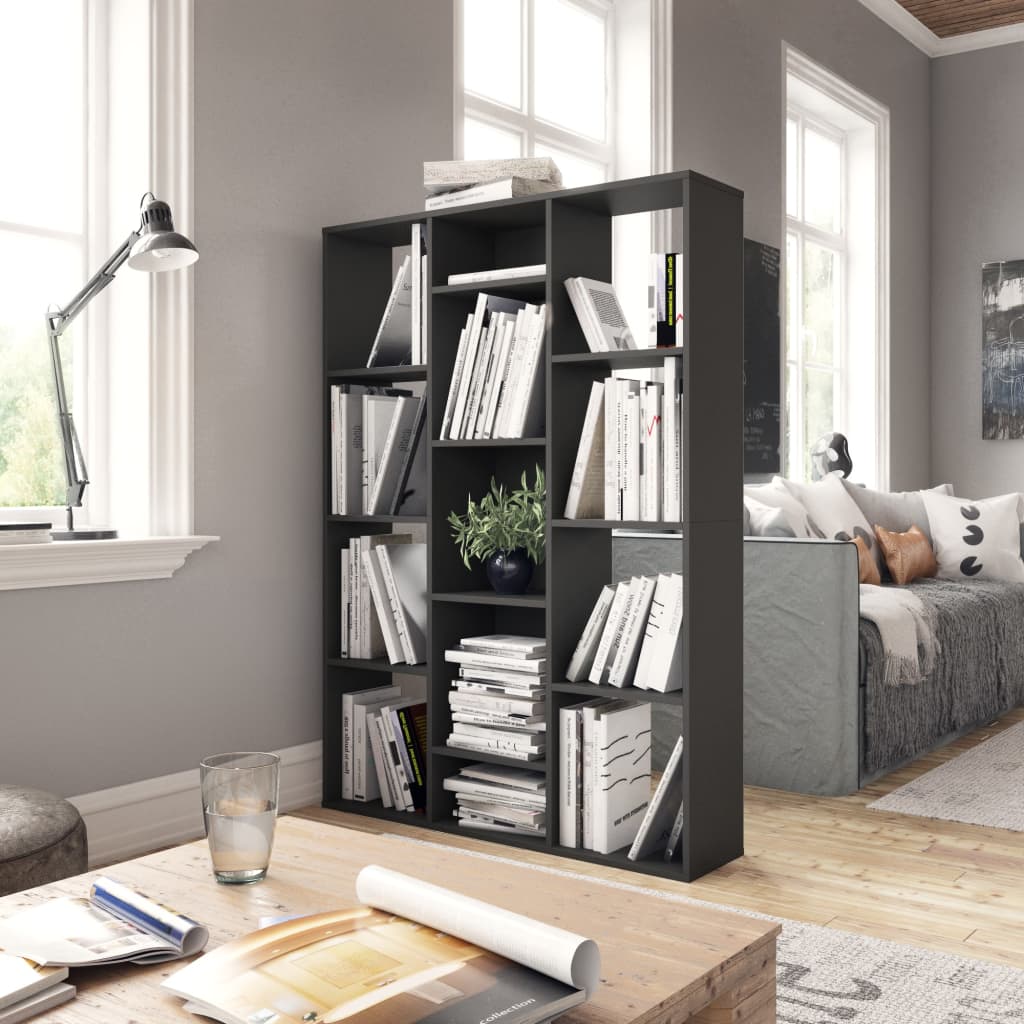 Raumteiler/Bücherregal Hochglanz-Grau 100x24x140 cm