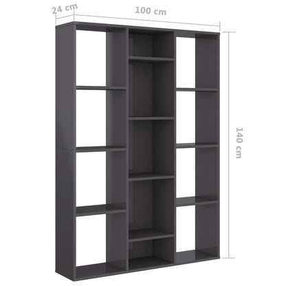 Raumteiler/Bücherregal Hochglanz-Grau 100x24x140 cm