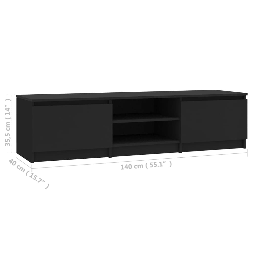 TV-skab Sort 140x40x35,5 cm Træ Materiale