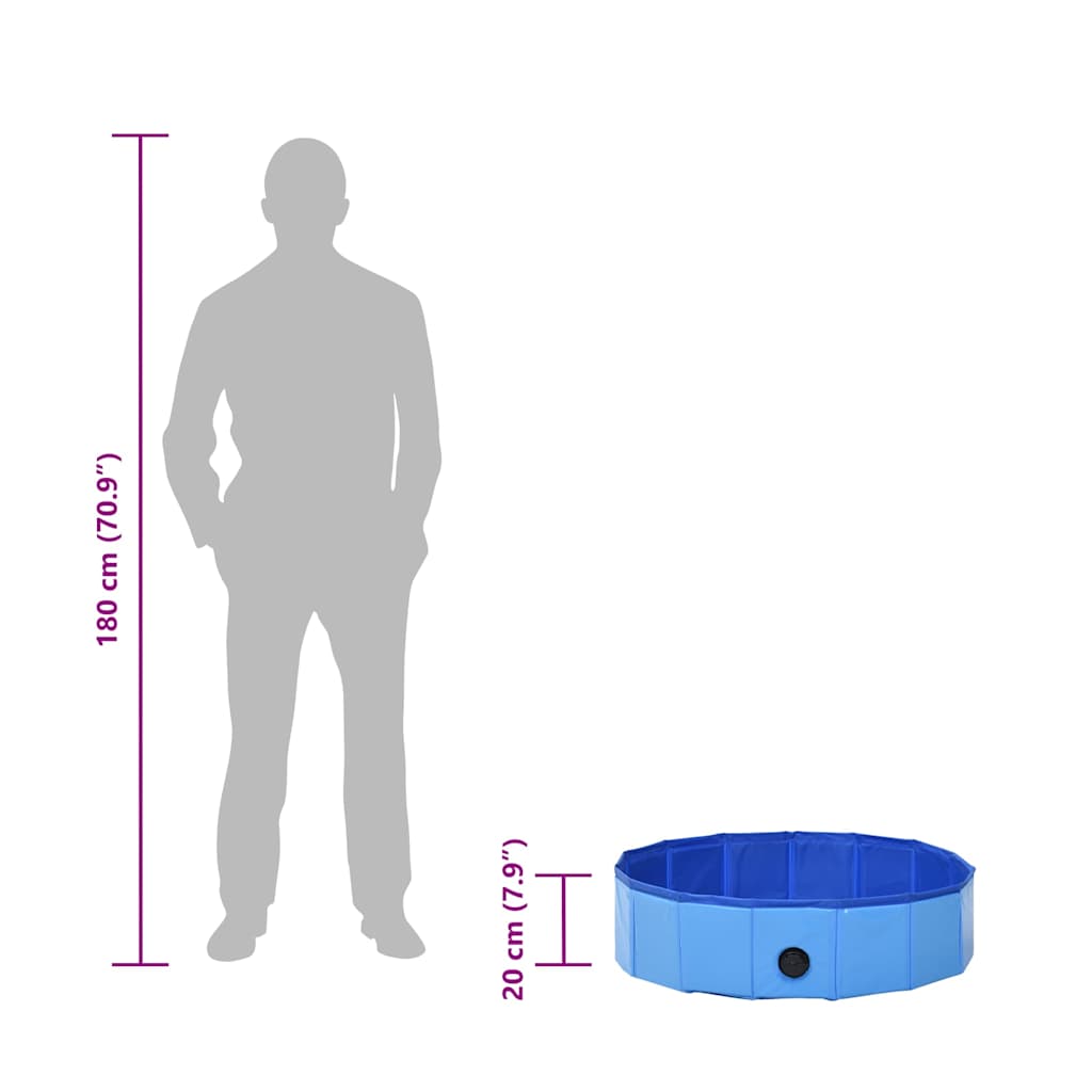 Hundepool Faltbar Blau 80 x 20 cm PVC