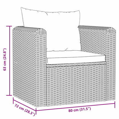 Sessel mit Auflagen Poly Rattan Schwarz