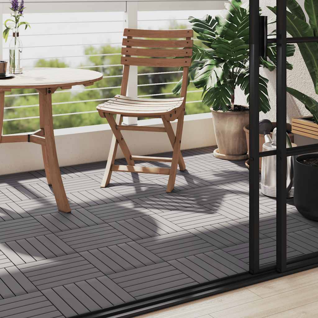 Terrassenfliesen 10 Stk. Grau 30 x 30 cm Massivholz Akazie