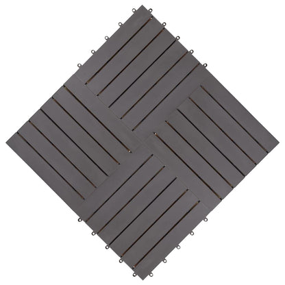 Terrassenfliesen 10 Stk. Grau 30 x 30 cm Massivholz Akazie