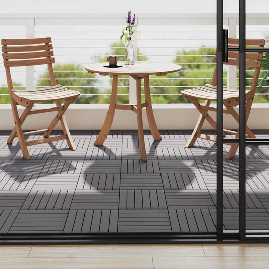 Terrassenfliesen 10 Stk. Grau 30 x 30 cm Massivholz Akazie