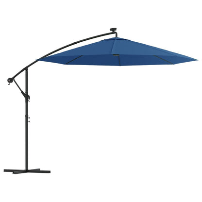 Cantilever paraply med LED-belysning og stålstang 300 cm azurblå
