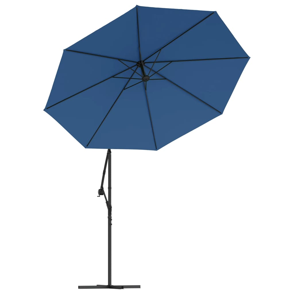 Cantilever paraply med LED-belysning og stålstang 300 cm azurblå