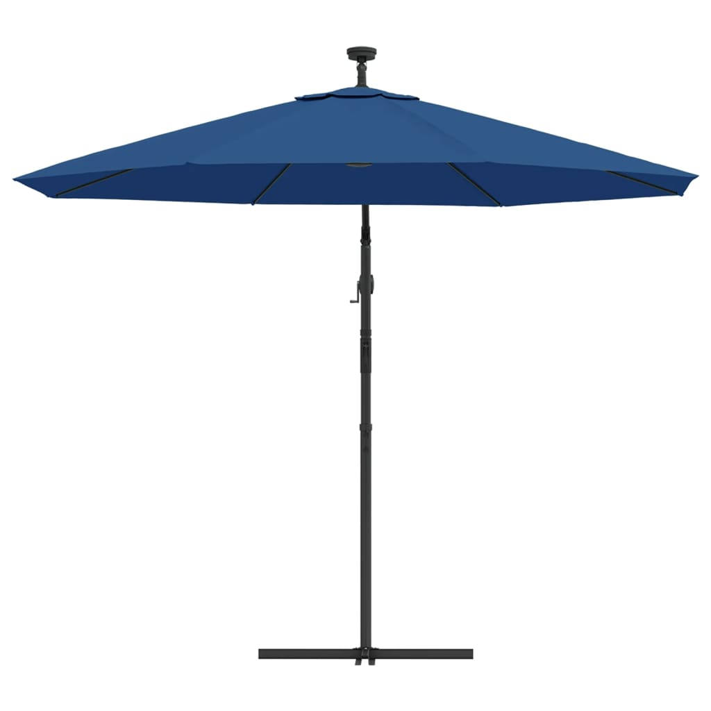 Cantilever paraply med LED-belysning og stålstang 300 cm azurblå