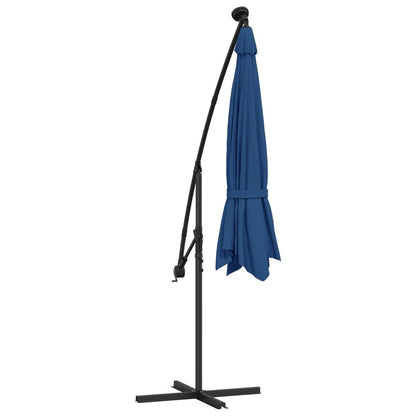 Cantilever paraply med LED-belysning og stålstang 300 cm azurblå