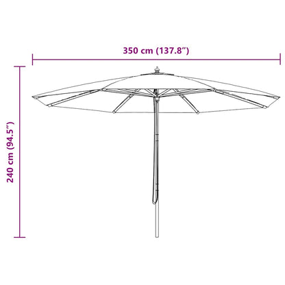 Sonnenschirm mit Holzmast 350 cm Schwarz